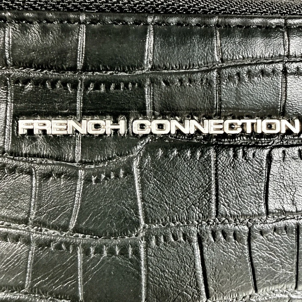 Black Wristlet Double Crocodile Pattern French Connection travel festival y2k 90